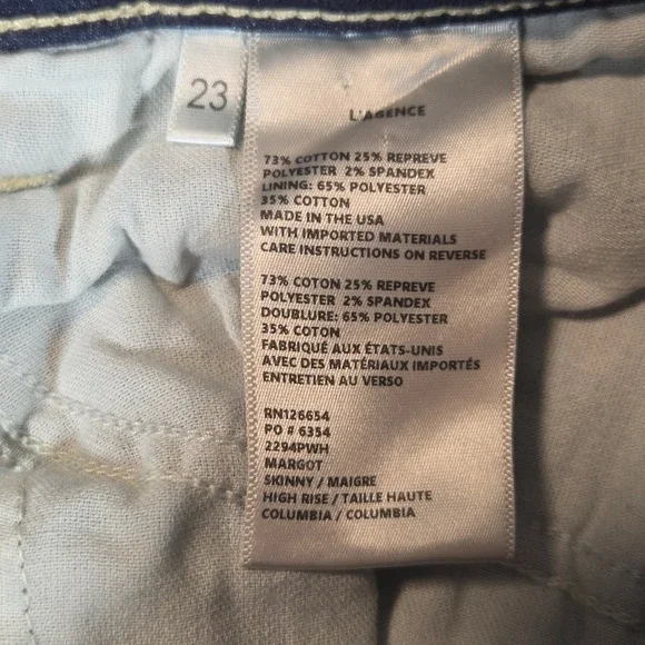 L'AGENCE Jeans Margot High Rise Skinny Womens Size 23 Columbia Dark Wash - Picture 5 of 9